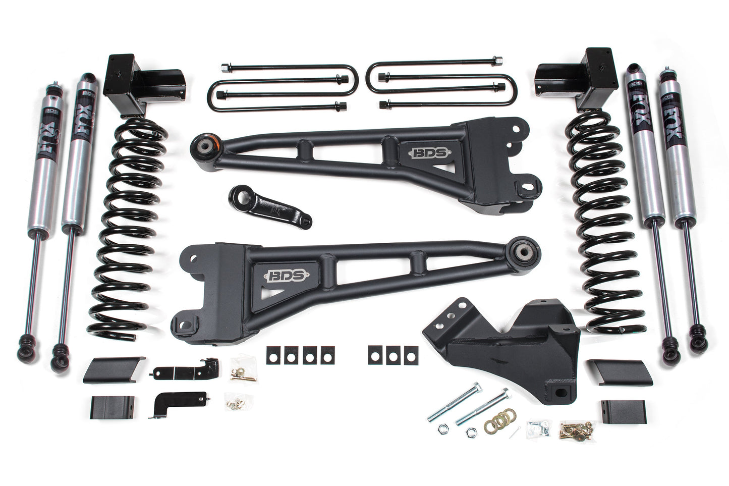 20-22 Ford F-450 4WD 4 Inch Radius Arm Lift Kit, 3.5 Inch Rear, Block - NX2 Nitro Series Shocks Front and Rear BDS Suspension