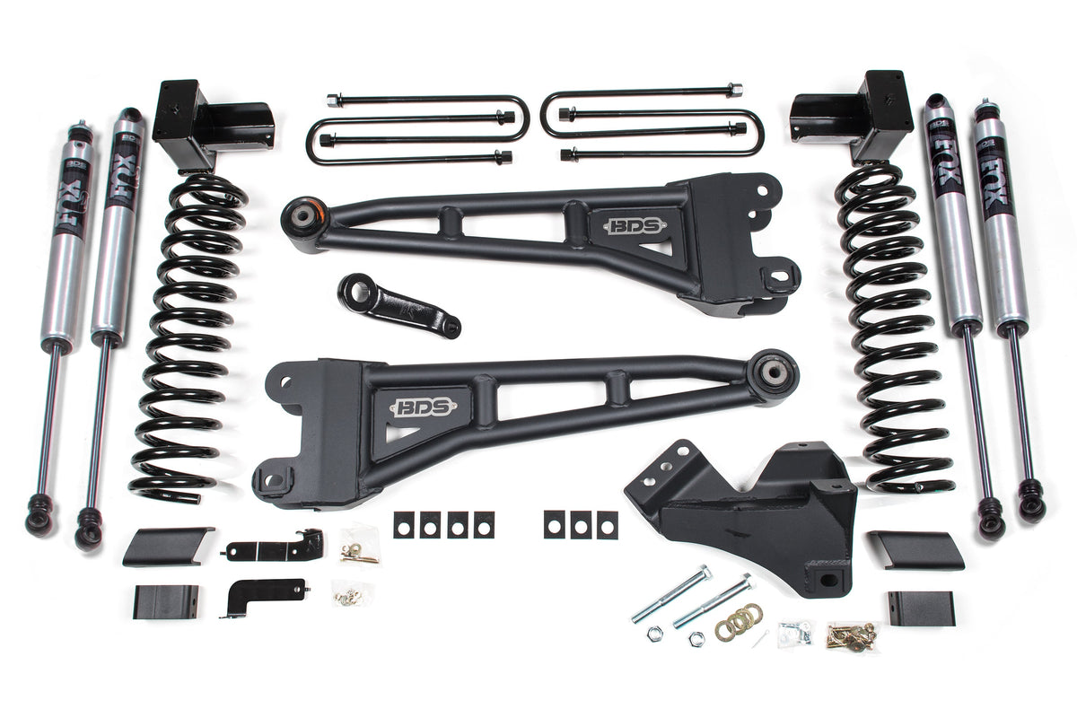 20-22 Ford F-450 4WD 4 Inch Radius Arm Lift Kit, 3.5 Inch Rear, Block - NX2 Nitro Series Shocks Front and Rear BDS Suspension