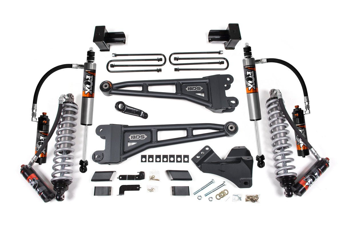20-22 Ford F-450 4WD 4 Inch Coilover Radius Arm Lift Kit, 3.5 Inch Rear, Block - Fox 2.5 Performance Elite Series C/O Front, Fox 2.5 Performance Elite Series Rear BDS Suspension