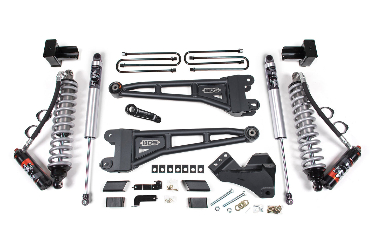 20-22 Ford F-450 4WD 4 Inch Radius Arm Lift Kit, 3.5 Inch Rear, Block - Fox 2.5 Performance Elite Series C/O Front, Fox 2.5 IFP Performance Series Rear BDS Suspension