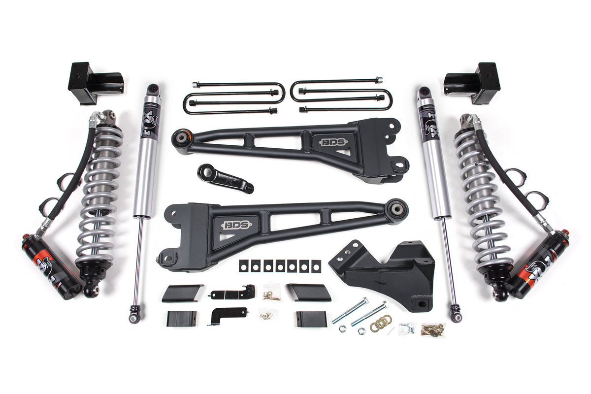 20-22 Ford F-450 4WD 4 Inch Radius Arm Lift Kit, 3.5 Inch Rear, Block - Fox 2.5 Performance Elite Series C/O Front, Fox 2.5 IFP Performance Series Rear BDS Suspension