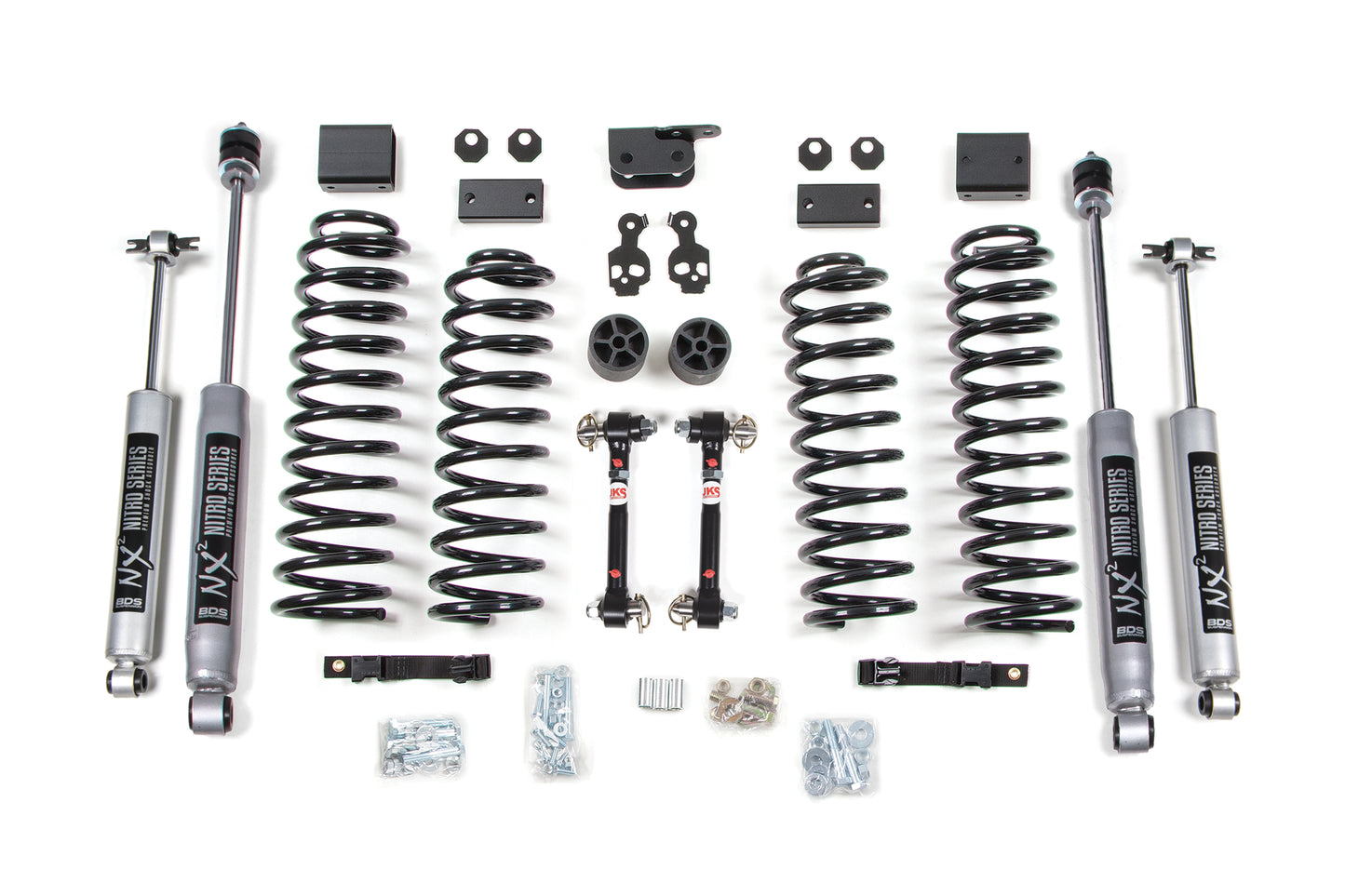 3 Inch Lift Kit Jeep Wrangler JK 07-11 4-Door Fixed Link Sway Bar BDS Suspension-1