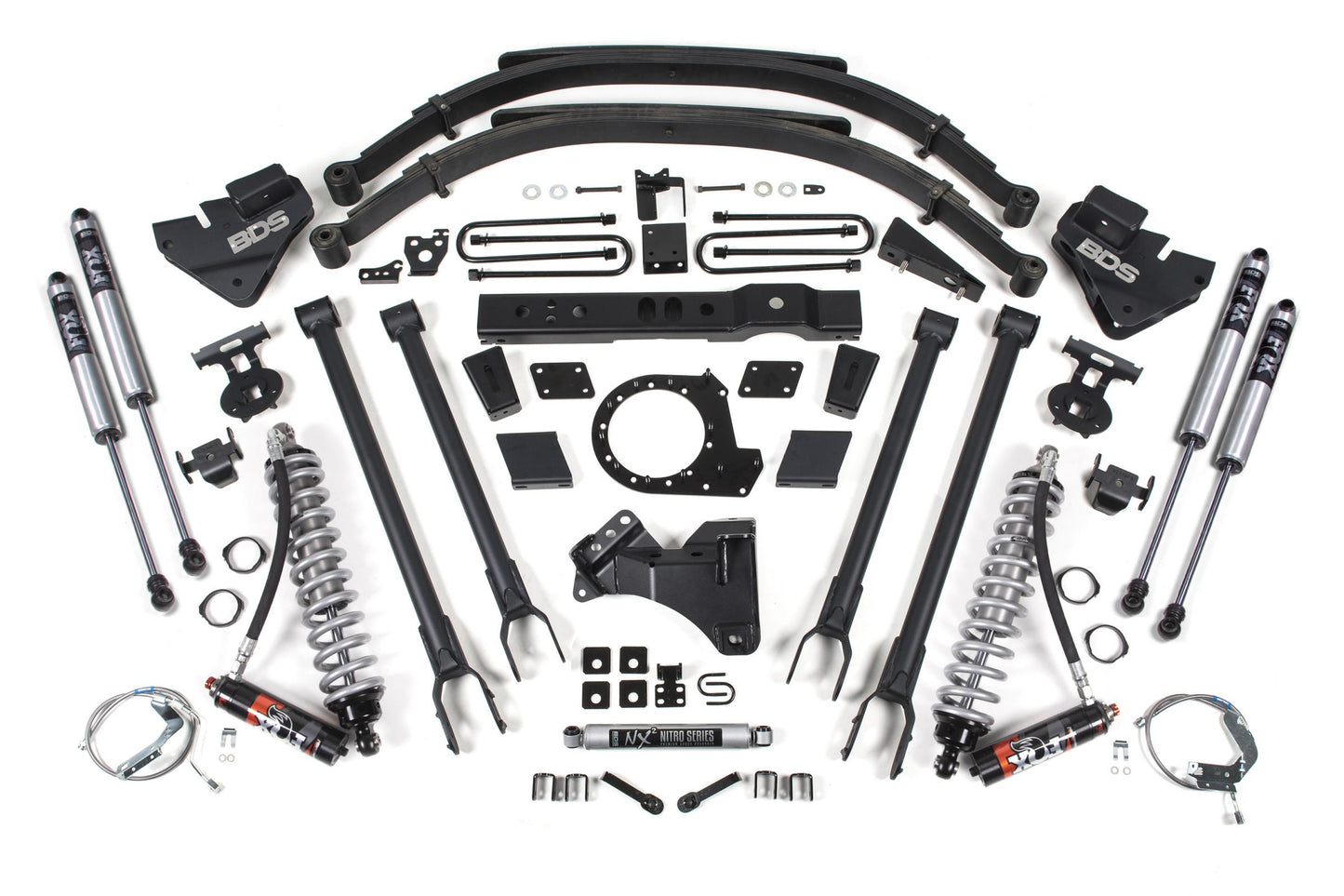 8 Inch Lift Kit w/ 4-Link FOX 2.5 Performance Elite Coil-Over Conversion Ford F250/F350 Super Duty 17-19 4WD Diesel BDS Suspension