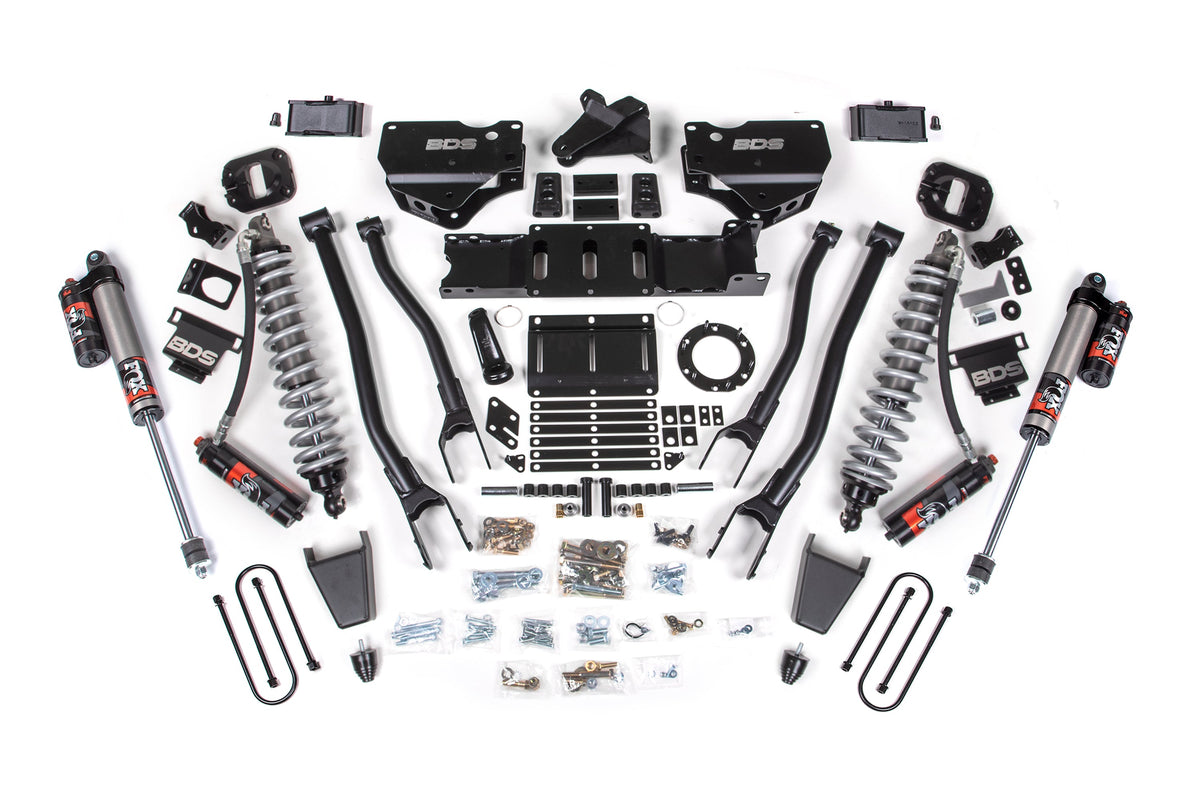 19-24 Ram 3500 4WD 4 Inch 4-Link Lift Kit, 2 Inch Rear, Block w/o Overload, 6 Bolt Diesel - Fox 2.5 Performance Elite Series C/O Front, Fox 2.5 Performance Elite Series Rear BDS Suspension