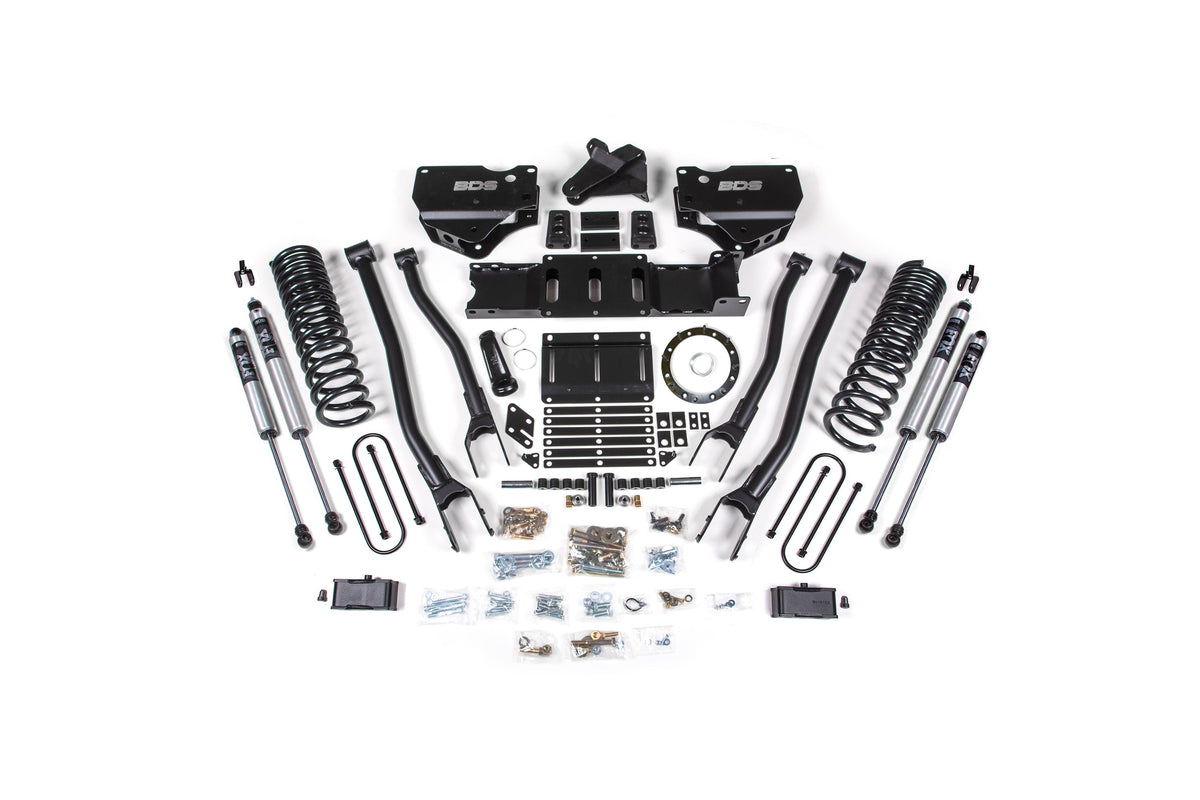 19-24 Ram 3500 4 Inch 4-Link Lift, 2 Inch Rear, Block, Diesel w/ overload, 8 bolt T-Case - Fox 2.5 Performance Elite Series R/r DSC Front, Fox 2.5 Performance Elite Series P/b DSC Rear BDS Suspension