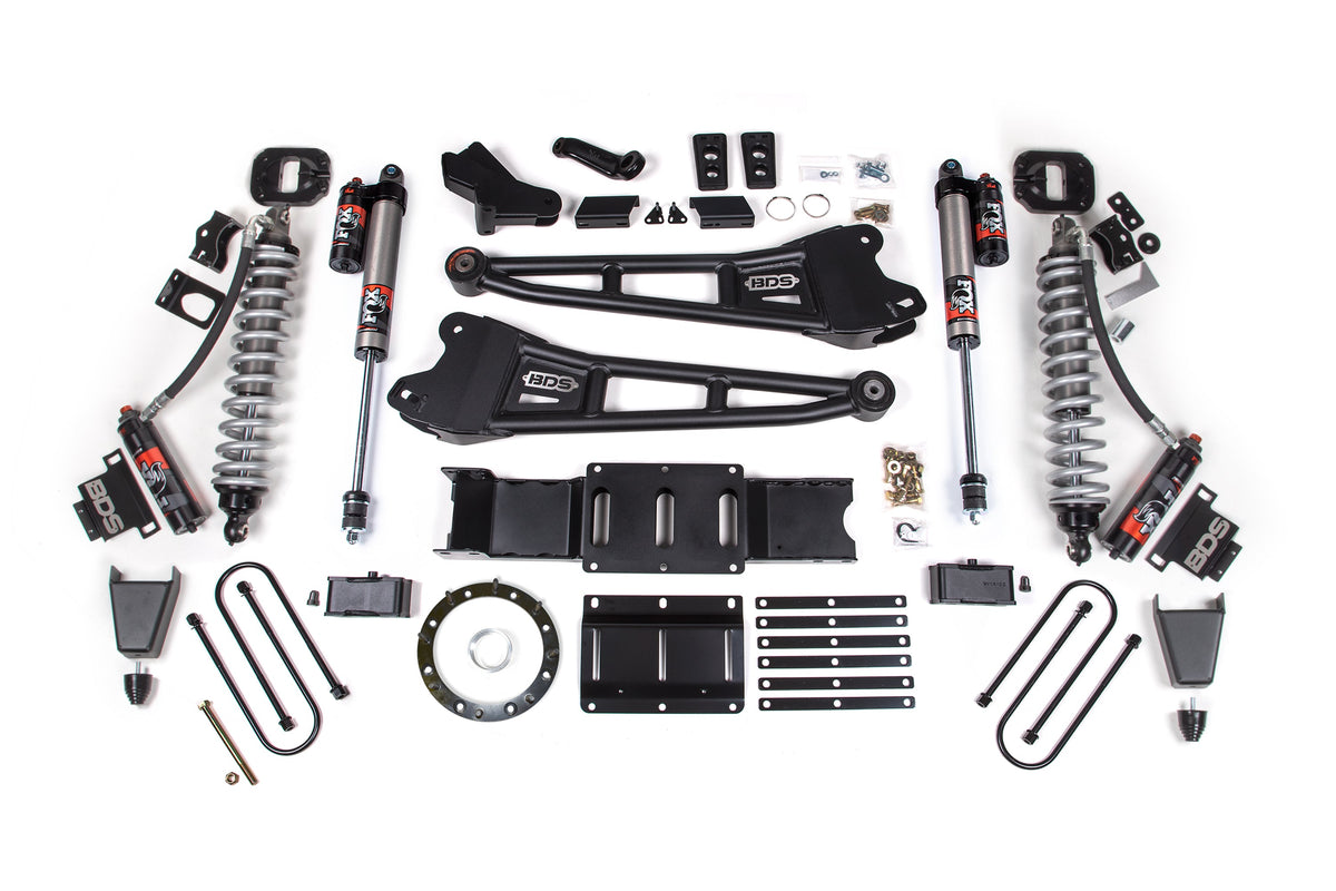 19-24 Ram 3500 4WD 6 Inch Radius Arm Lift Kit, 5 Inch Rear, Block w/ Overload, 6 Bolt Diesel - Fox 2.5 Performance Elite Series C/O Front, Fox 2.5 Performance Elite Series Rear BDS Suspension