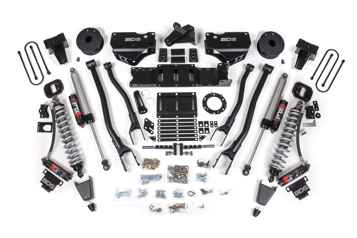 19-24 Ram 3500 4WD 6 Inch 4-Link Lift Kit, 5 Inch Rear, Block w/o Overload, 6 Bolt Diesel - Fox 2.5 Performance Elite Series C/O Front, FOX 2.0 Front Bump, Fox 2.5 Performance Elite Series Rear BDS Suspension