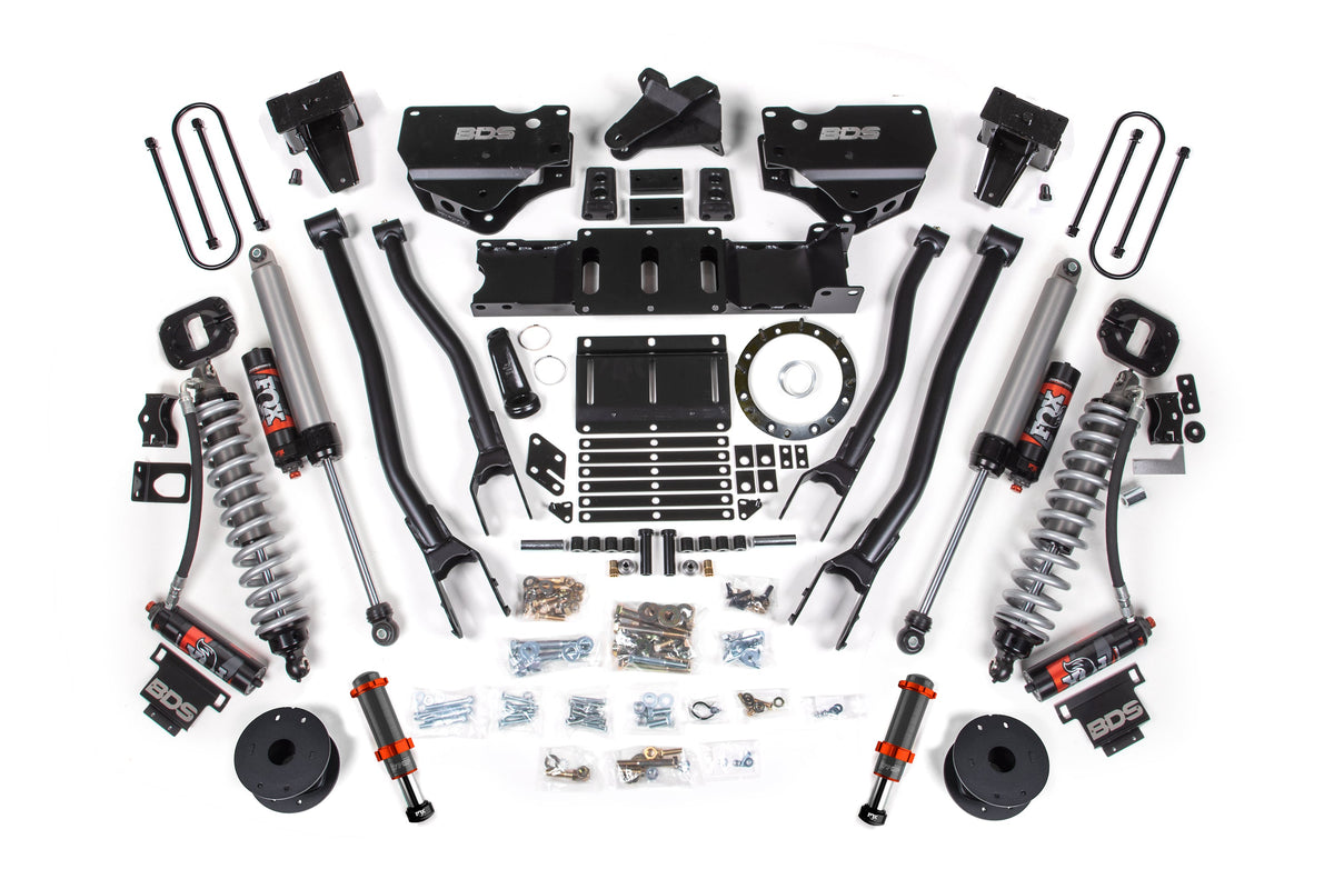 19-24 Ram 3500 4WD 6 Inch 4-Link Lift Kit, 5 Inch Rear, Block w/ Overload, 6 Bolt Diesel - Fox 2.5 Performance Elite Series C/O Front, FOX 2.0 Front Bump, Fox 2.5 Performance Elite Series Rear BDS Suspension