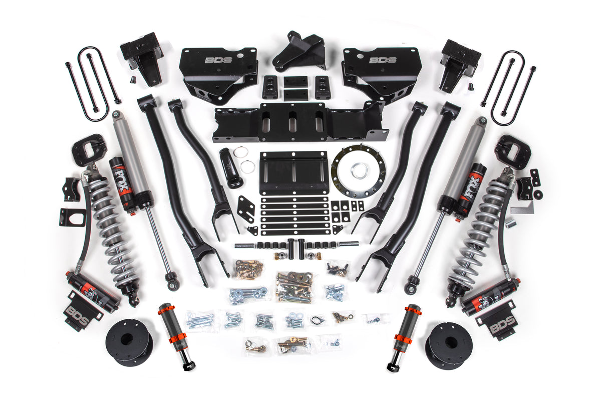 19-24 Ram 3500 4WD 6 Inch 4-Link Lift Kit, 5 Inch Rear, Block w/o Overload, 8 Bolt Diesel - Fox 2.5 Performance Elite Series C/O Front, FOX 2.0 Front Bump, Fox 2.5 Performance Elite Series Rear BDS Suspension