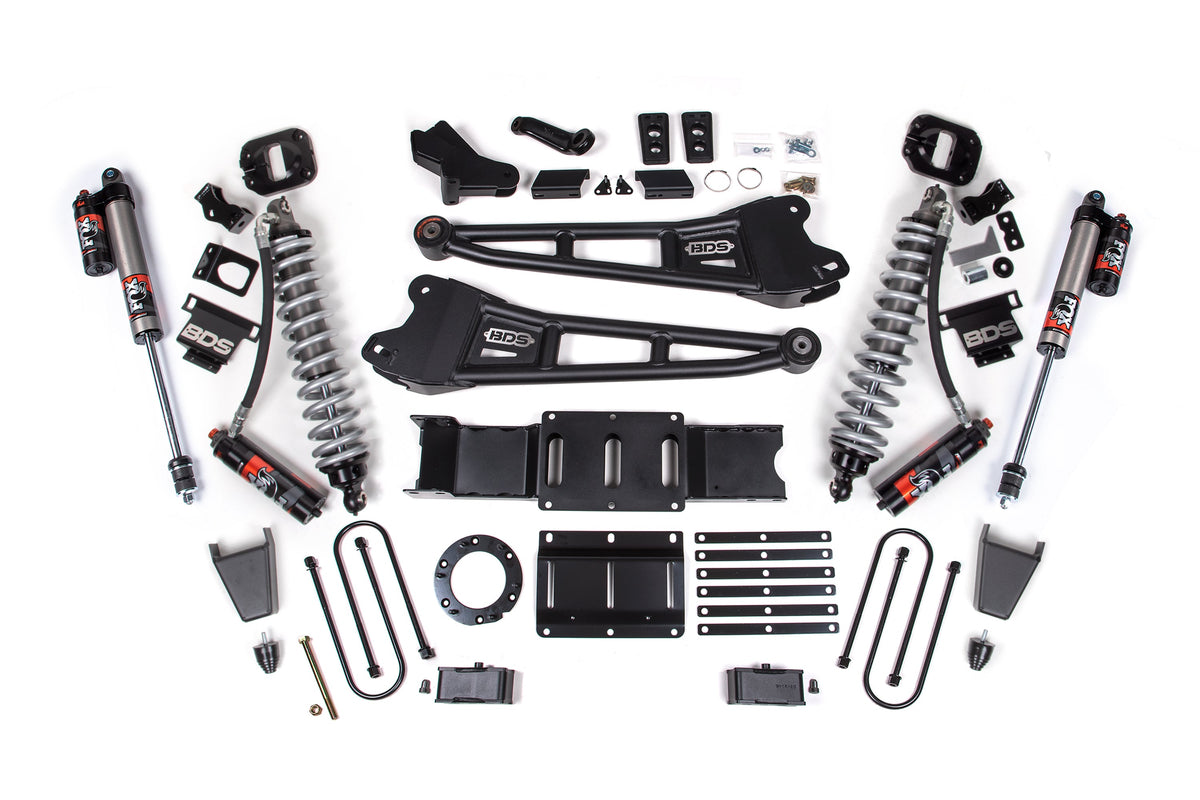 19-24 Ram 3500 4WD 4 Inch Radius Arm Lift Kit, 2 Inch Rear, Block w/o Overload, 6 Bolt Diesel - Fox 2.5 Performance Elite Series C/O Front, Fox 2.5 Performance Elite Series Rear BDS Suspension