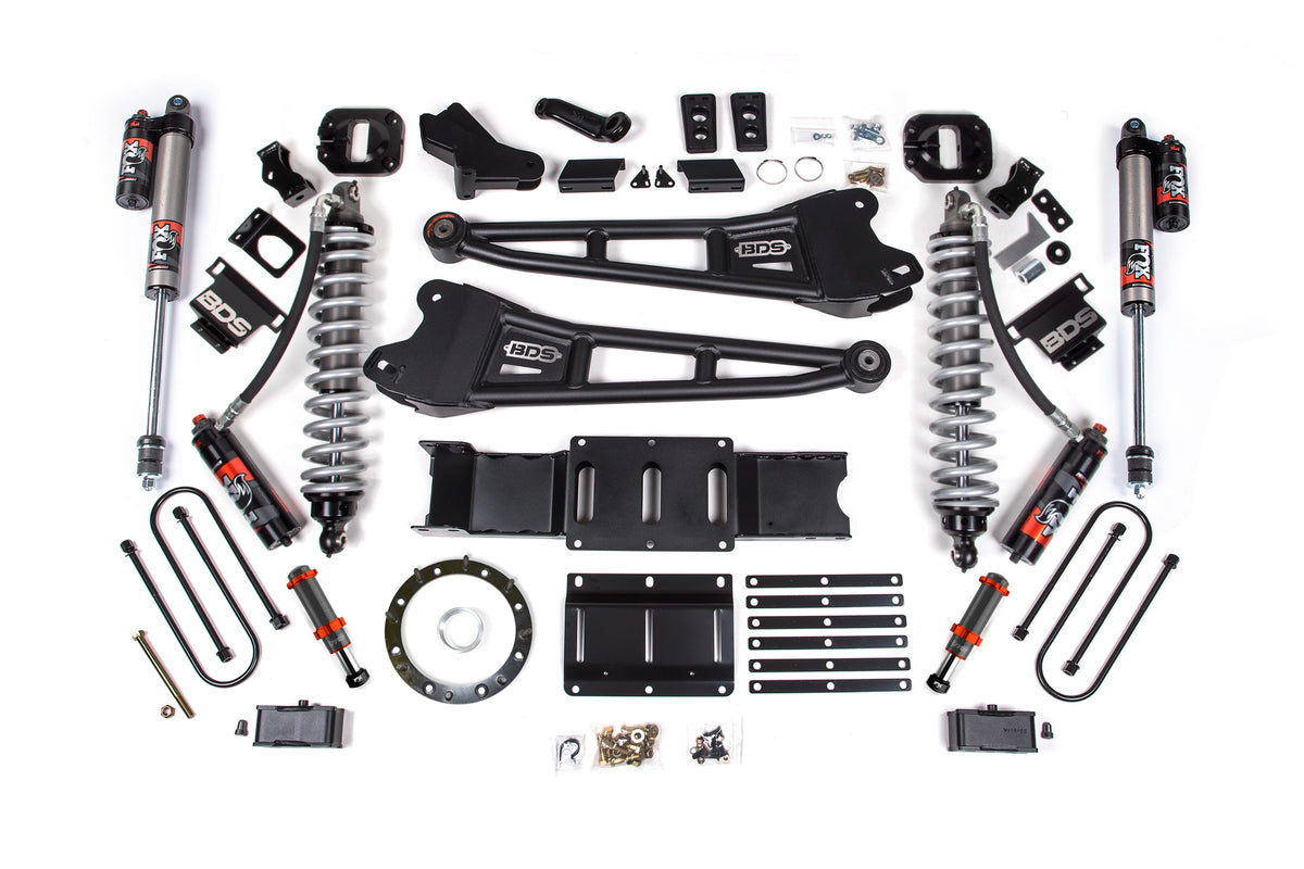 19-24 Ram 3500 4WD 4 Inch Radius Arm Lift Kit, 2 Inch Rear, Block w/ Overload, 6 Bolt Diesel - Fox 2.5 Performance Elite Series C/O Front, FOX 2.0 Front Bump, Fox 2.5 Performance Elite Series Rear BDS Suspension