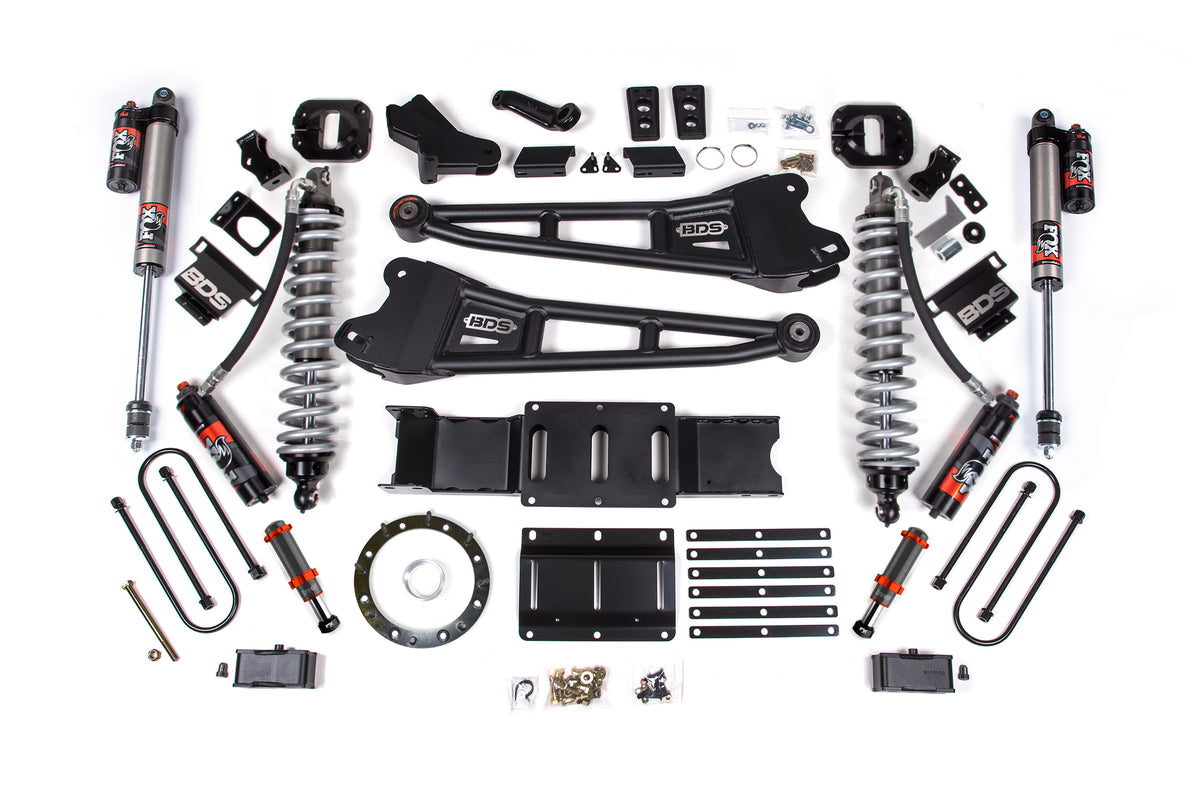 19-24 Ram 3500 4WD 4 Inch Radius Arm Lift Kit, 2 Inch Rear, Block w/o Overload, 8 Bolt Diesel - Fox 2.5 Performance Elite Series C/O Front, FOX 2.0 Front Bump, Fox 2.5 Performance Elite Series Rear BDS Suspension
