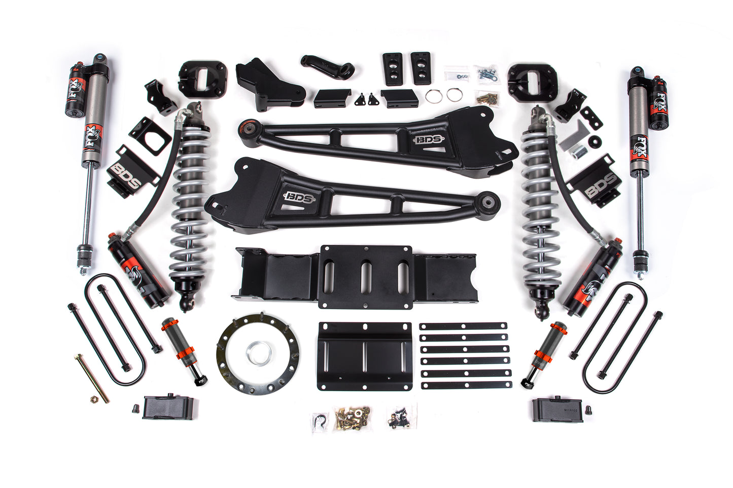 19-24 Ram 3500 4WD 4 Inch Radius Arm Lift Kit, 2 Inch Rear, Block w/ Overload, 8 Bolt Diesel - Fox 2.5 Performance Elite Series C/O Front, FOX 2.0 Front Bump, Fox 2.5 Performance Elite Series Rear BDS Suspension