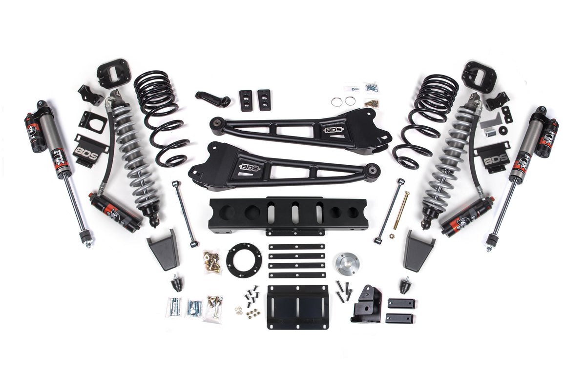 14-18 Ram 2500 4WD 4 Inch Radius Arm Lift Kit, 2.5 Inch Rear, Coil Spring, Diesel - Fox 2.5 Performance Elite Series C/O Front, Fox 2.5 Performance Elite Series Rear BDS Suspension