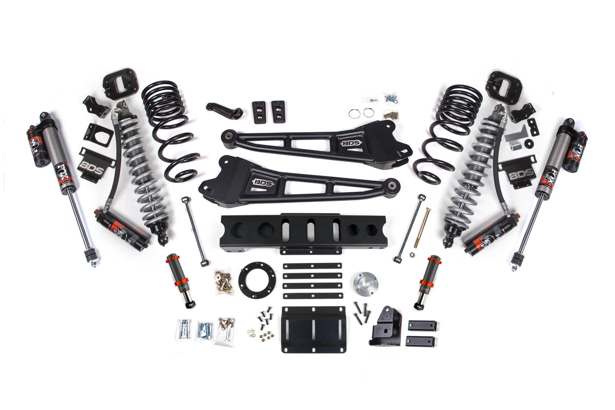 14-18 Ram 2500 4WD 4 Inch Radius Arm Lift Kit, 2.5 Inch Rear, Coil Spring, Diesel - Fox 2.5 Performance Elite Series C/O Front, FOX 2.0 Front Bump, Fox 2.5 Performance Elite Series Rear BDS Suspension
