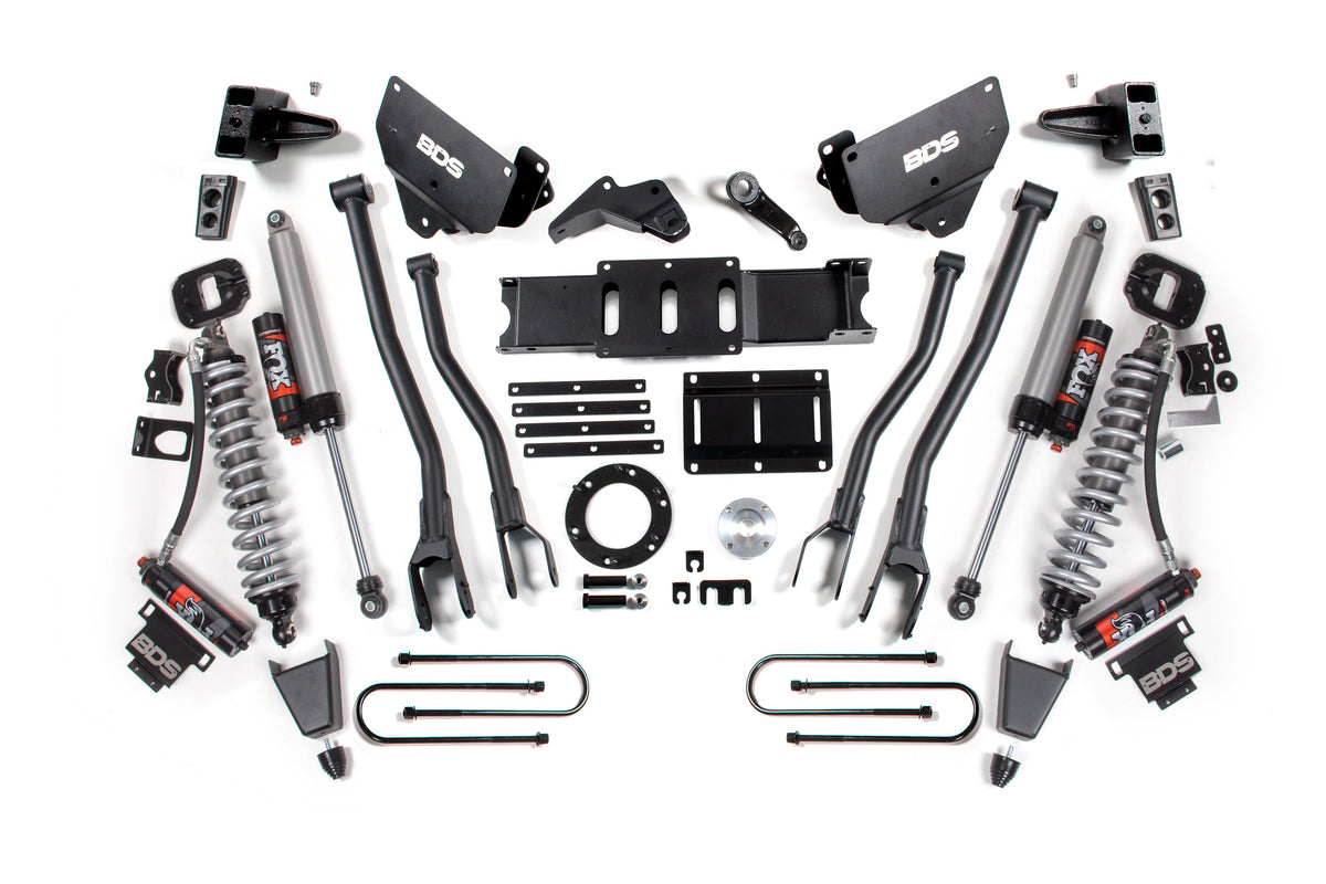 13-18 Ram 3500 4WD 6 Inch 4-Link Lift Kit, 4 Inch Rear, Block, 6 Bolt Diesel - Fox 2.5 Performance Elite Series C/O Front, Fox 2.5 Performance Elite Series Rear BDS Suspension