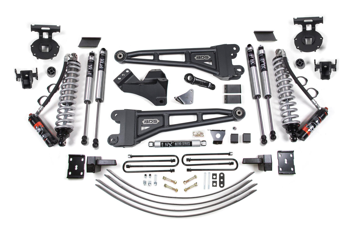 6 Inch Lift Kit w/ Radius Arm FOX 2.5 Performance Elite Coil-Over Conversion Ford F250/F350 Super Duty 05-07 4WD Diesel 4 Inch Block Add A Leaf With Overload BDS Suspension