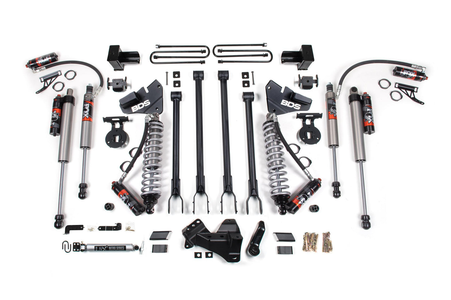 5 Inch Lift Kit w/ 4-Link FOX 2.5 Performance Elite Coil-Over Conversion Ford F250/F350 Super Duty 20-22 4WD Diesel BDS Suspension