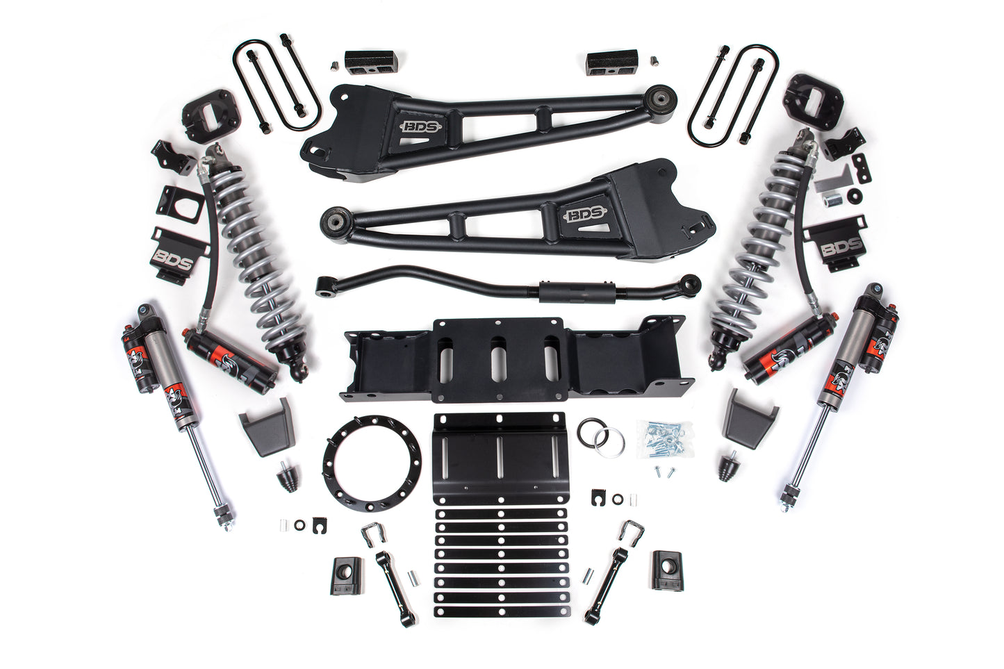 19-25 Ram 3500 4WD 3 Inch Radius Arm Lift Kit, 2 Inch Rear, Block w/o Overload, 8 Bolt Diesel - Fox 2.5 Performance Elite Series C/O Front, Fox 2.5 Performance Elite Series Rear BDS Suspension