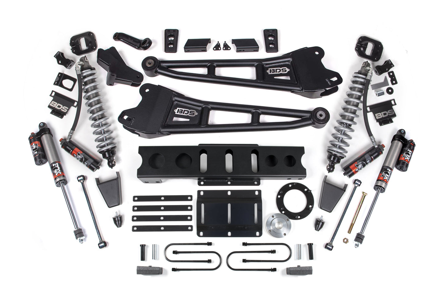 13-18 Ram 3500 4WD 4 Inch Radius Arm Lift Kit, 2 Inch Rear, Block, 6 Bolt Diesel - Fox 2.5 Performance Elite Series C/O Front, Fox 2.5 Performance Elite Series Rear BDS Suspension