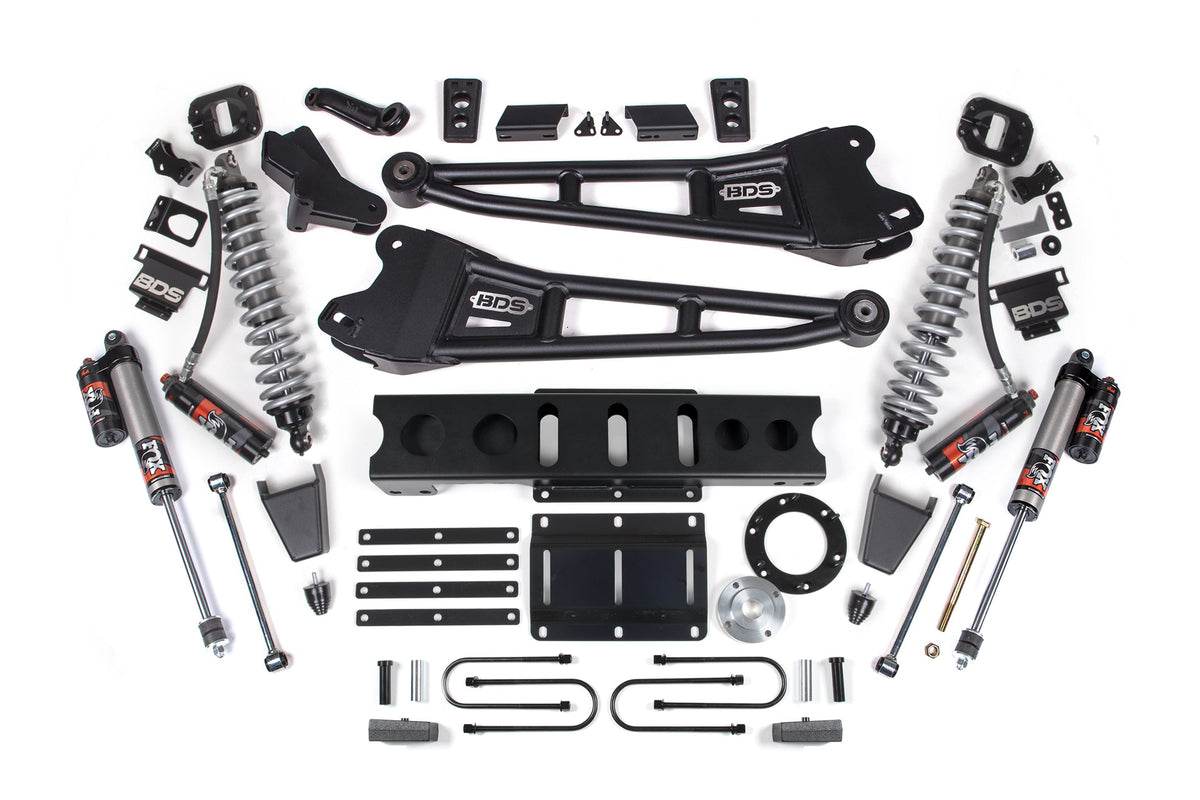 13-18 Ram 3500 4WD 4 Inch Radius Arm Lift Kit, 2 Inch Rear, Block, 6 Bolt Diesel - Fox 2.5 Performance Elite Series C/O Front, Fox 2.5 Performance Elite Series Rear BDS Suspension