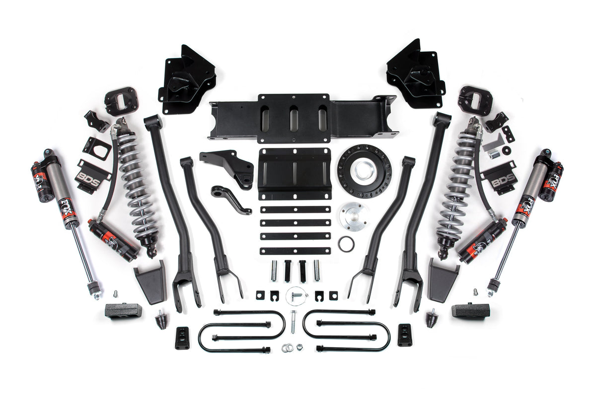 13-18 Ram 3500 4WD 4 Inch 4-Link Lift Kit, 2 Inch Rear, Block, 8 Bolt Diesel - Fox 2.5 Performance Elite Series C/O Front, Fox 2.5 Performance Elite Series Rear BDS Suspension