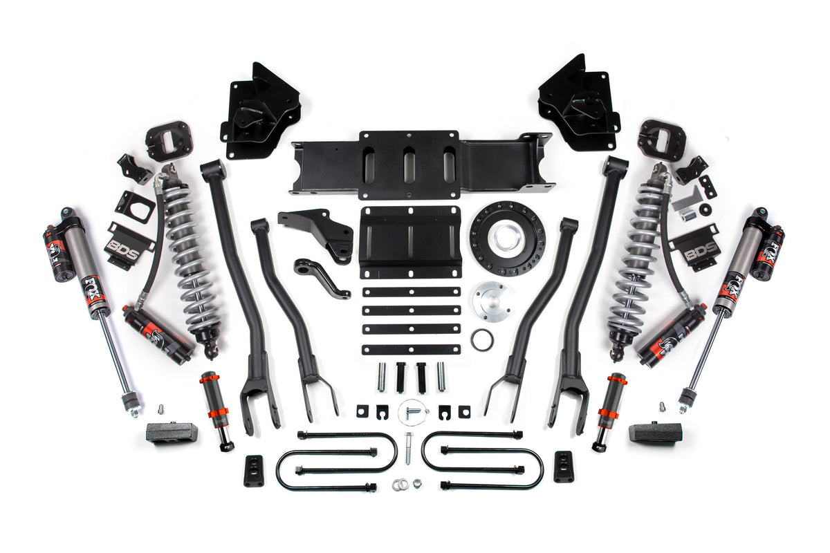 13-18 Ram 3500 4WD 4 Inch 4-Link Lift Kit, 2 Inch Rear, Block, 8 Bolt Diesel - Fox 2.5 Performance Elite Series C/O Front, FOX 2.0 Front Bump, Fox 2.5 Performance Elite Series Rear BDS Suspension