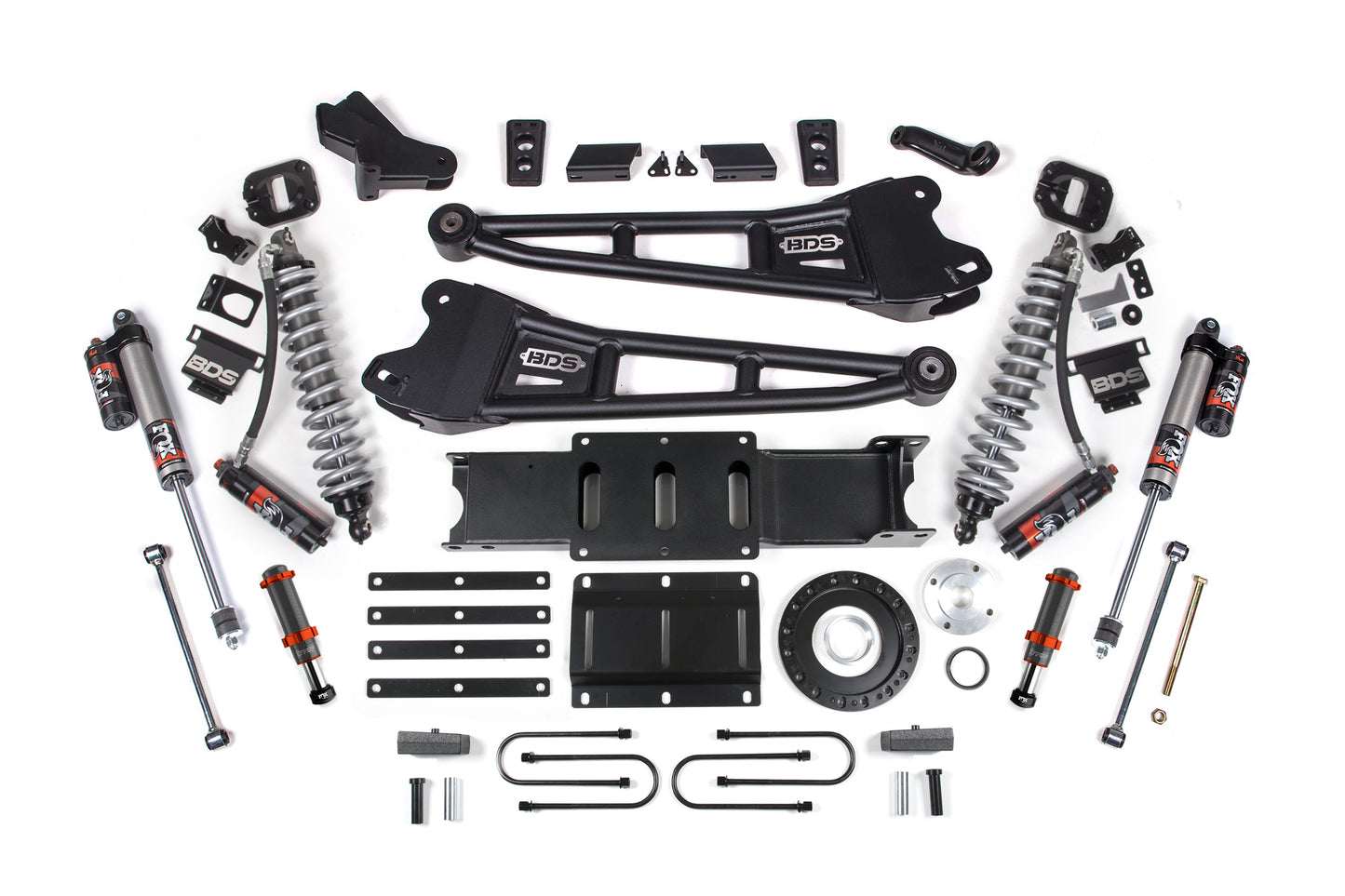 13-18 Ram 3500 4WD 4 Inch Radius Arm Lift Kit, 2 Inch Rear, Block, 8 Bolt Diesel - Fox 2.5 Performance Elite Series C/O Front, FOX 2.0 Front Bump, Fox 2.5 Performance Elite Series Rear BDS Suspension