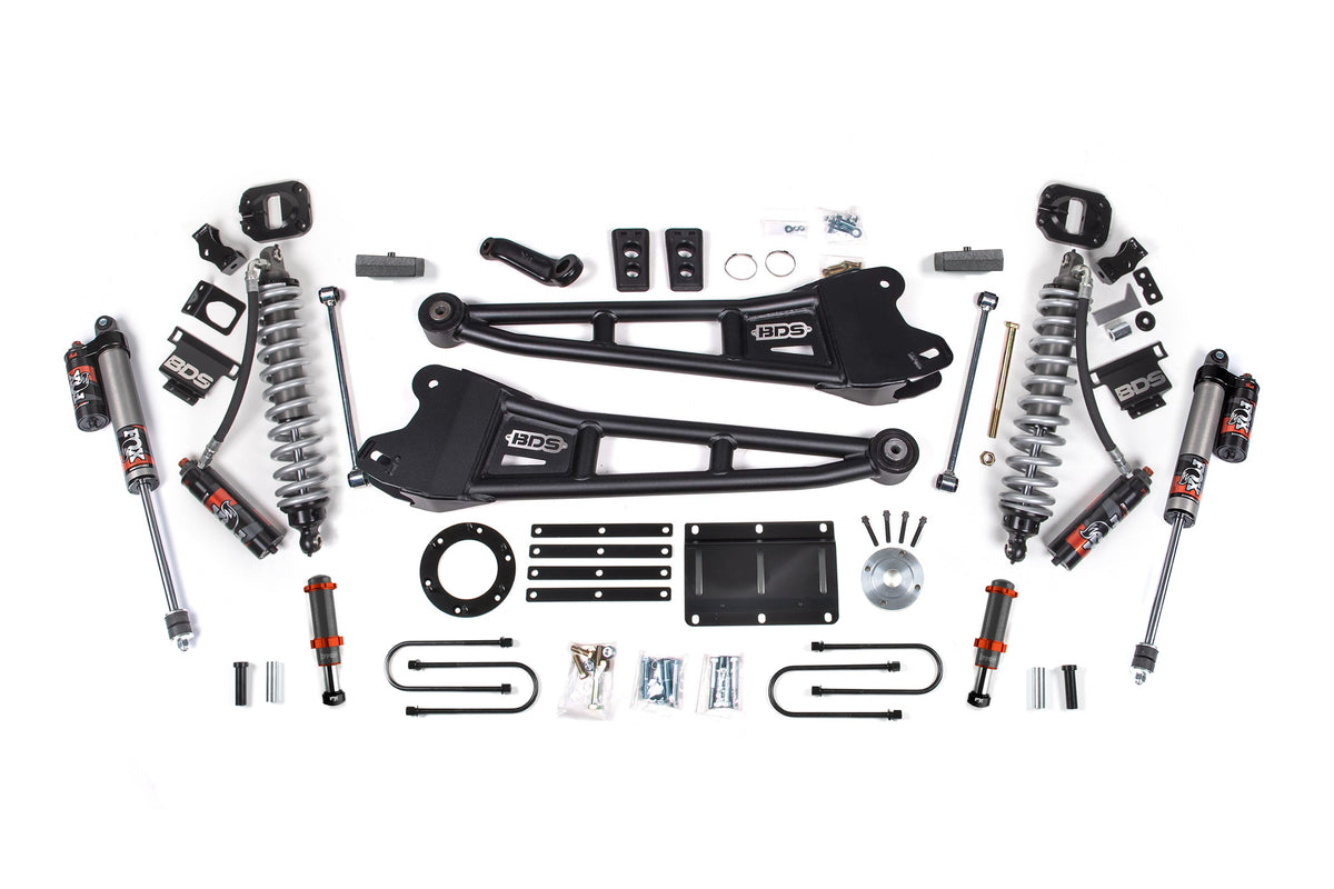 13-18 Ram 3500 4WD 6 Inch Radius Arm Lift Kit, 4 Inch Rear, Block, 6 Bolt Diesel - Fox 2.5 Performance Elite Series C/O Front, FOX 2.0 Front Bump, Fox 2.5 Performance Elite Series Rear BDS Suspension