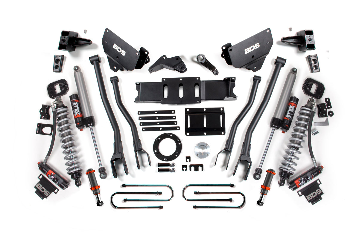 13-18 Ram 3500 4WD 6 Inch 4-Link Lift Kit, 4 Inch Rear, Block, 8 Bolt Diesel - Fox 2.5 Performance Elite Series C/O Front, Fox 2.5 Performance Elite Series Rear BDS Suspension