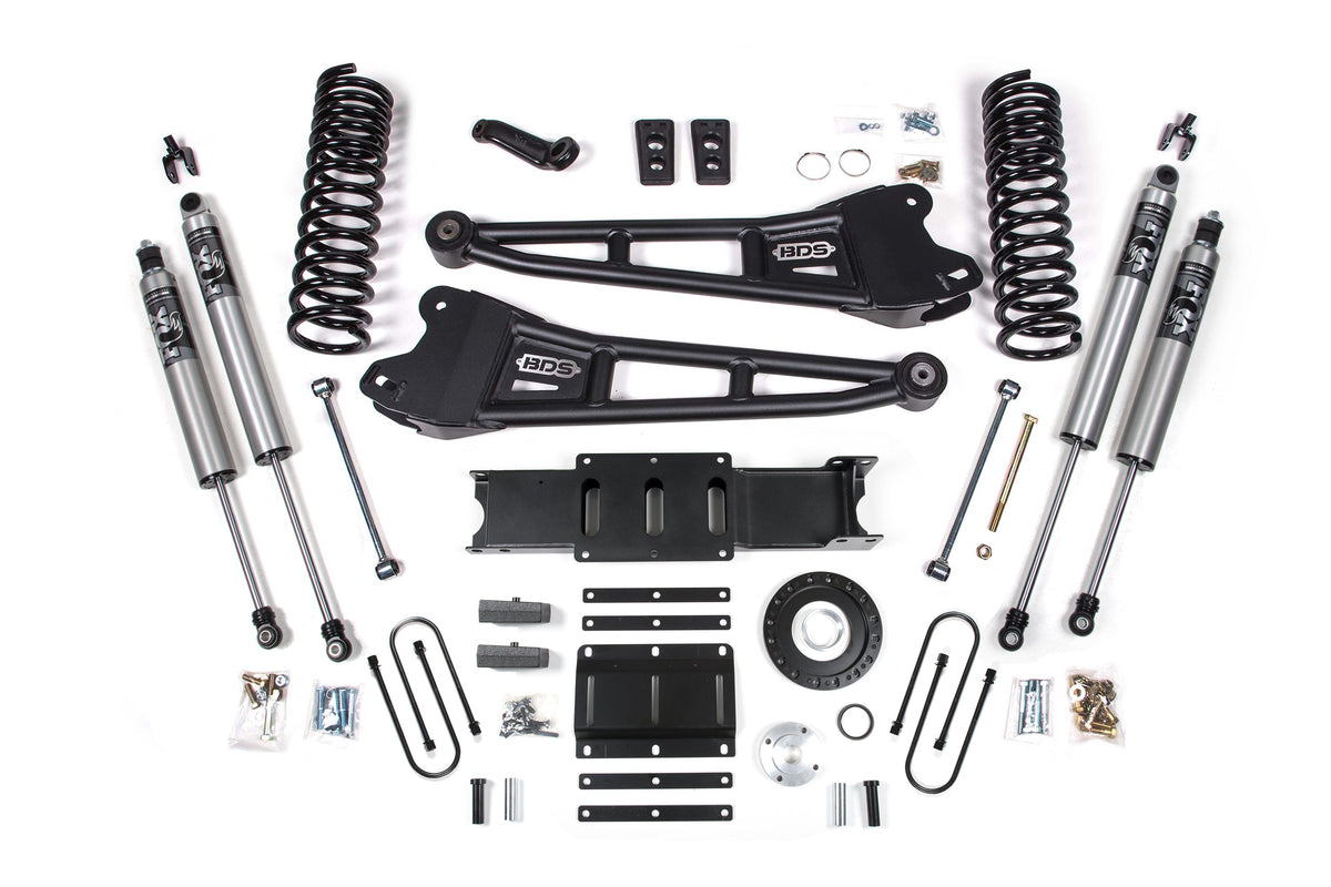 13-18 Ram 3500 4WD (Diesel) 6 Inch Radius Arm Lift Kit, 8-Bolt Indexing Ring, 5 Inch Rear Lift, Block - NX2 Nitro Series Shocks BDS Suspension