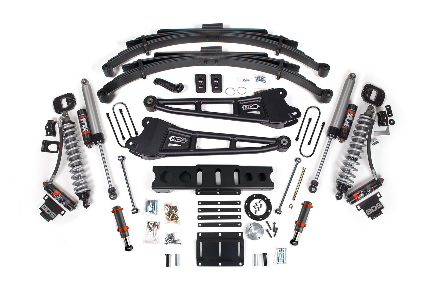 13-18 Ram 3500 (Diesel) 6 Inch Coilover Conversion Kit, 4.5 Inch Rear Lift, Leaf Spring, 6 Bolt - Fox 2.5 Performance Elite Series C/O + Fox 2.0 IFP Bump Stop, Fox 2.5 Performance Elite Series Shocks BDS Suspension