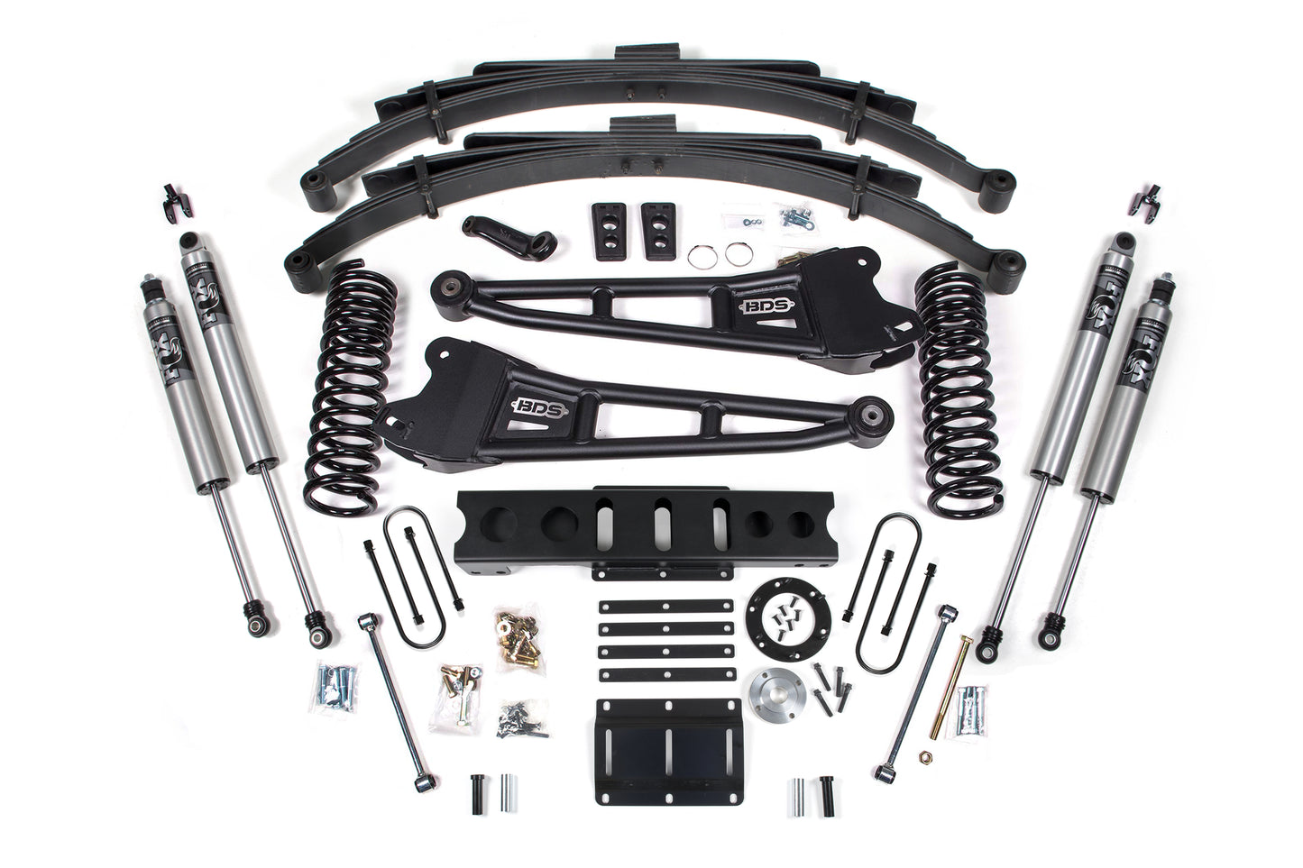 13-18 Ram 3500 4WD (Diesel) 6 Inch Radius Arm Lift Kit, 4.5 Inch Rear Lift, Leaf Spring, 6 Bolt - Fox 2.5 Performance Series Shocks BDS Suspension