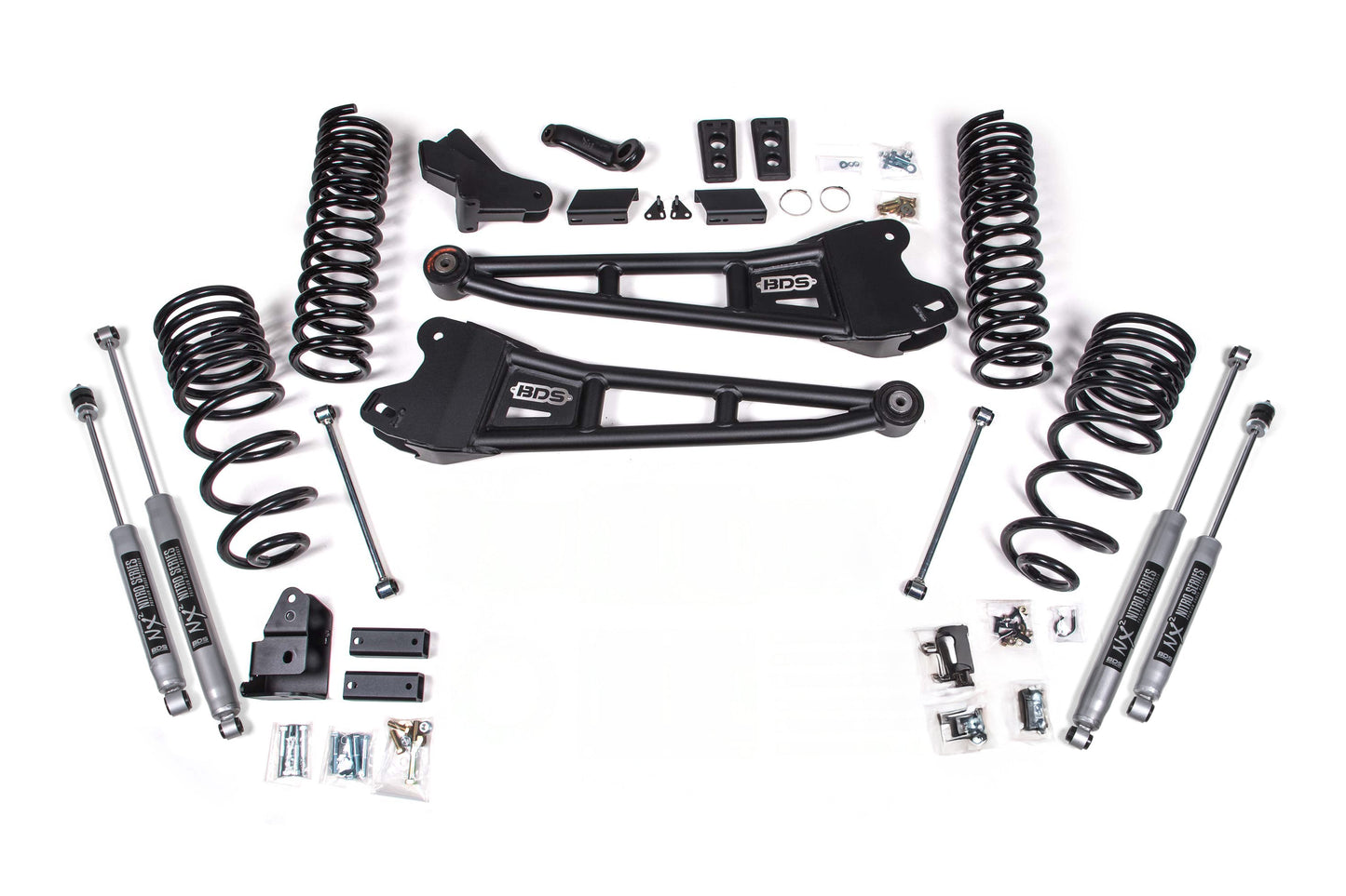 25-26 Ram 2500 4WD (Diesel) 4 Inch Radius Arm Lift Kit, 2.5 Inch Rear Lift, Coil Spring - Fox 2.5 Performance Elite Series Shocks BDS Suspension