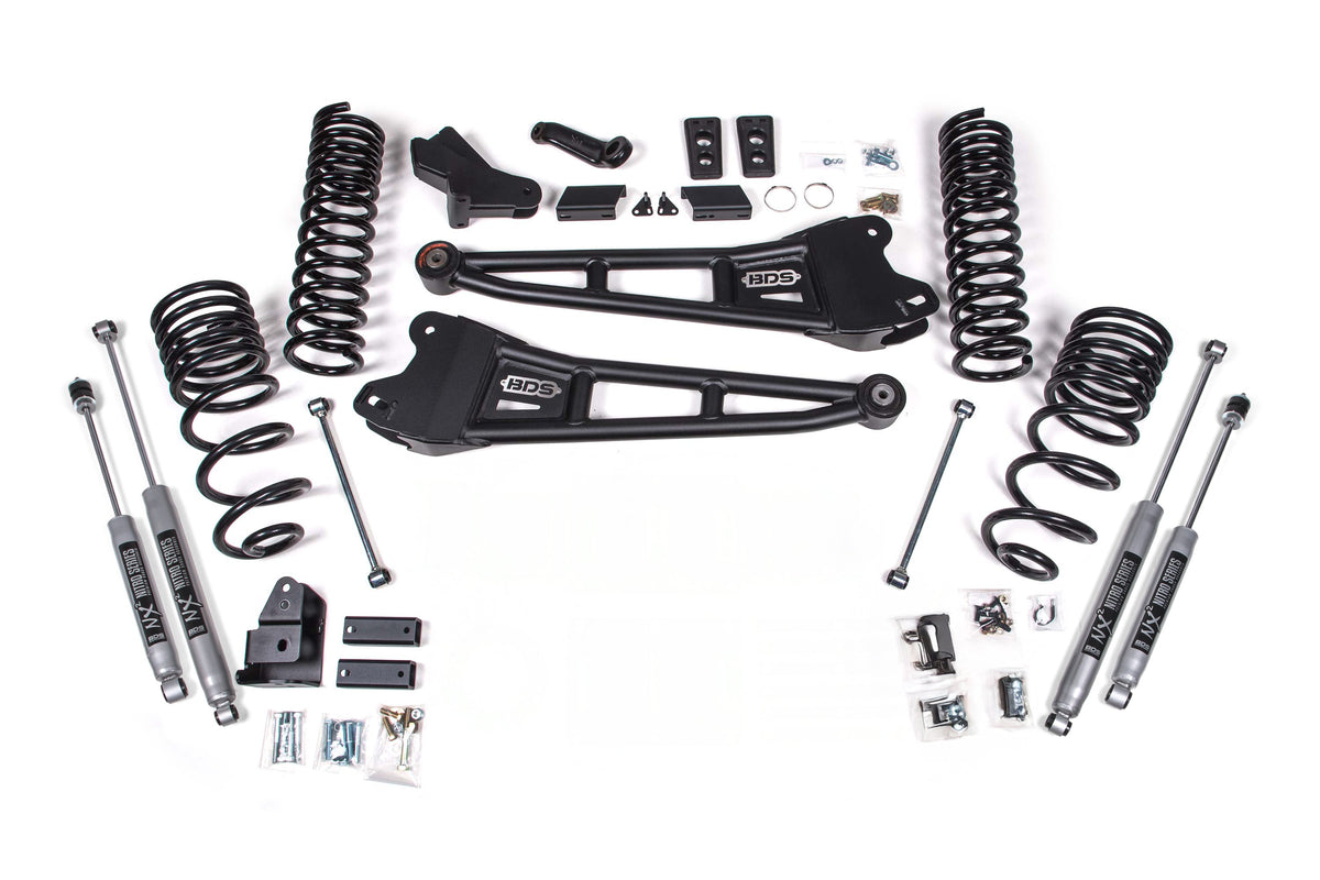 25-26 Ram 2500 4WD (Diesel) 4 Inch Radius Arm Lift Kit, 2.5 Inch Rear Lift, Coil Spring - Fox 2.5 Performance Elite Series Shocks BDS Suspension
