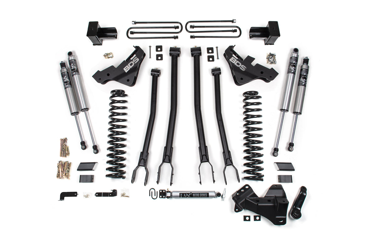 23-26 Ford F-350 Super Duty 4WD 5 Inch 4-Link Lift Kit, 2 Inch Rear, Block, Gas, DRW - Fox 2.0 Performance Series Shocks BDS Suspension