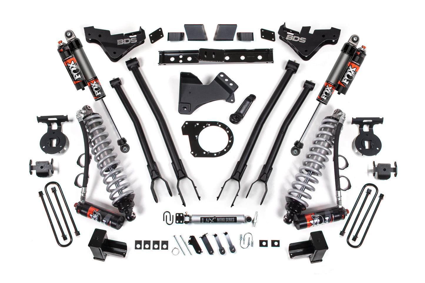 23-26 Ford F-250/F-350 Super Duty 4WD 7 Inch 4-Link Lift Kit, 5 Inch Rear, Block, Diesel - Fox 2.5 Performance Elite Series C/O Front, Fox 2.5 Performance Elite Series Rear BDS Suspension