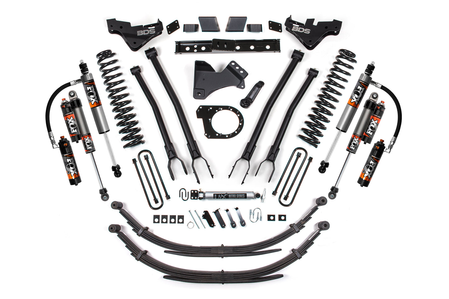 23-26 Ford F-250/F-350 Super Duty 4WD 7 Inch 4-Link Lift Kit, 6 Inch Rear, Leaf Spring, Diesel - NX2 Nitro Series Shocks BDS Suspension