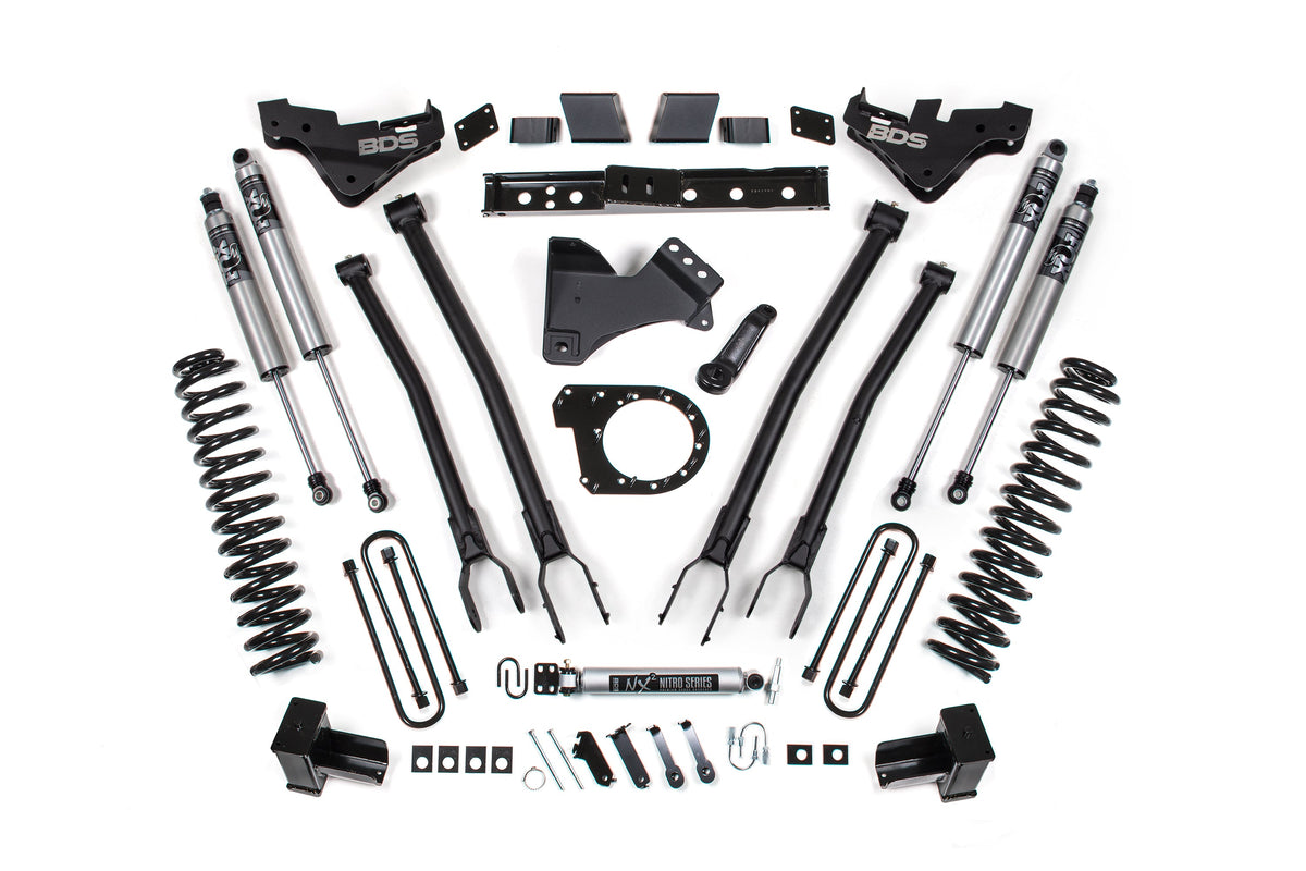 23-26 Ford F-350 Super Duty 4WD 7 Inch 4-Link Lift Kit, 4 Inch Rear, Block, Diesel, DRW - Fox 2.0 Performance Series Shocks BDS Suspension