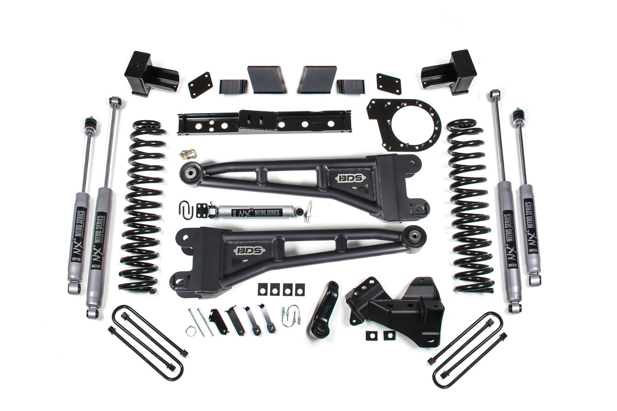23-26 Ford F-250/F-350 SRW 4WD 7 Inch Radius Arm Lift Kit, 4.5 Inch Rear, Block, Diesel - Fox 2.5 Performance Elite Series Front and Rear BDS Suspension