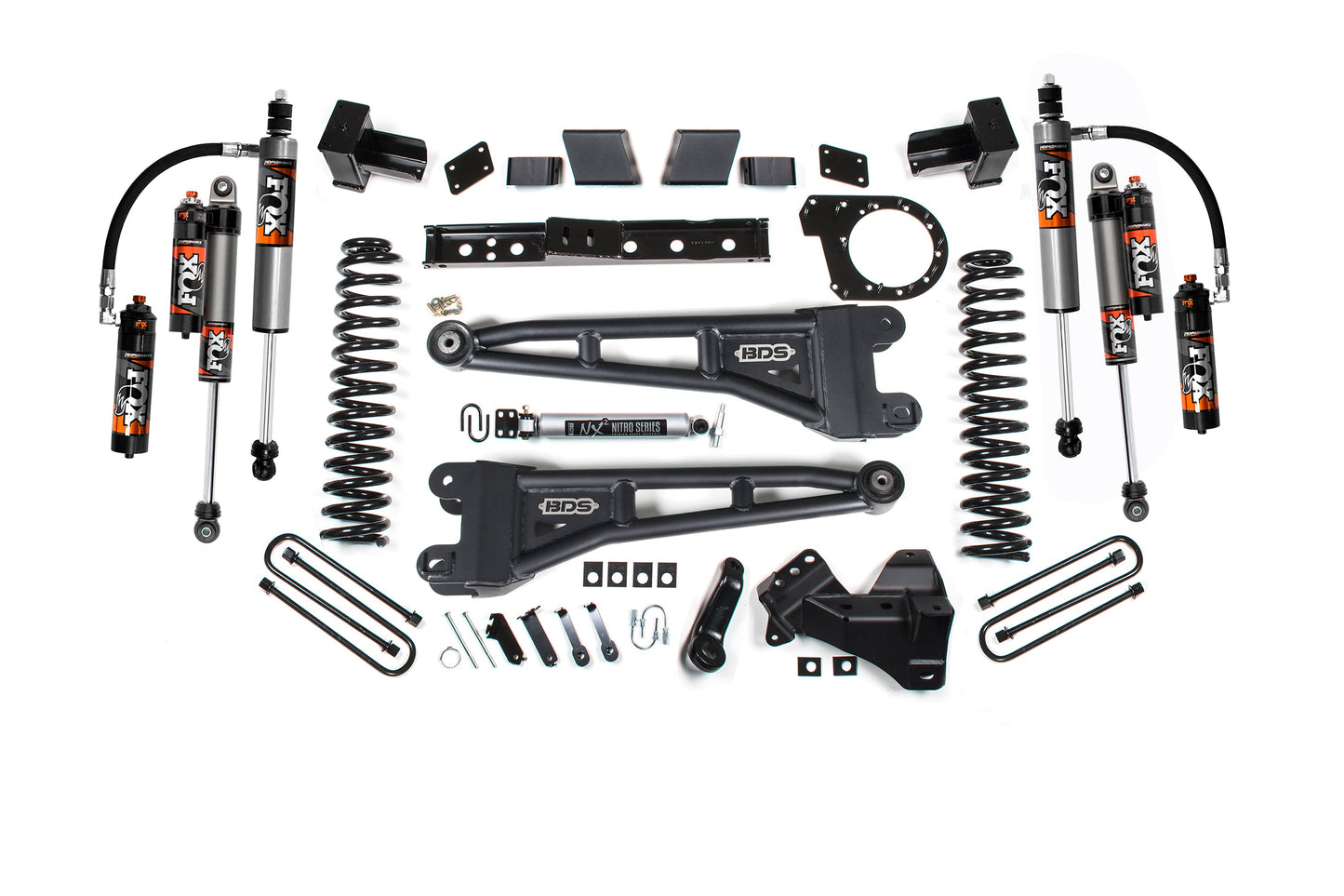 23-26 Ford F-250/F-350 SRW 4WD 7 Inch Radius Arm Lift Kit, 6 Inch Rear, Leaf Spring, Diesel - Fox 2.5 Performance Elite Series C/O Front, Fox 2.5 Performance Elite Series Shocks Rear BDS Suspension