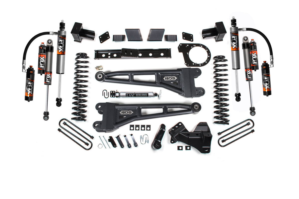 23-26 Ford F-250/F-350 SRW 4WD 7 Inch Radius Arm Lift Kit, 6 Inch Rear, Leaf Spring, Diesel - Fox 2.5 Performance Elite Series C/O Front, Fox 2.5 Performance Elite Series Shocks Rear BDS Suspension