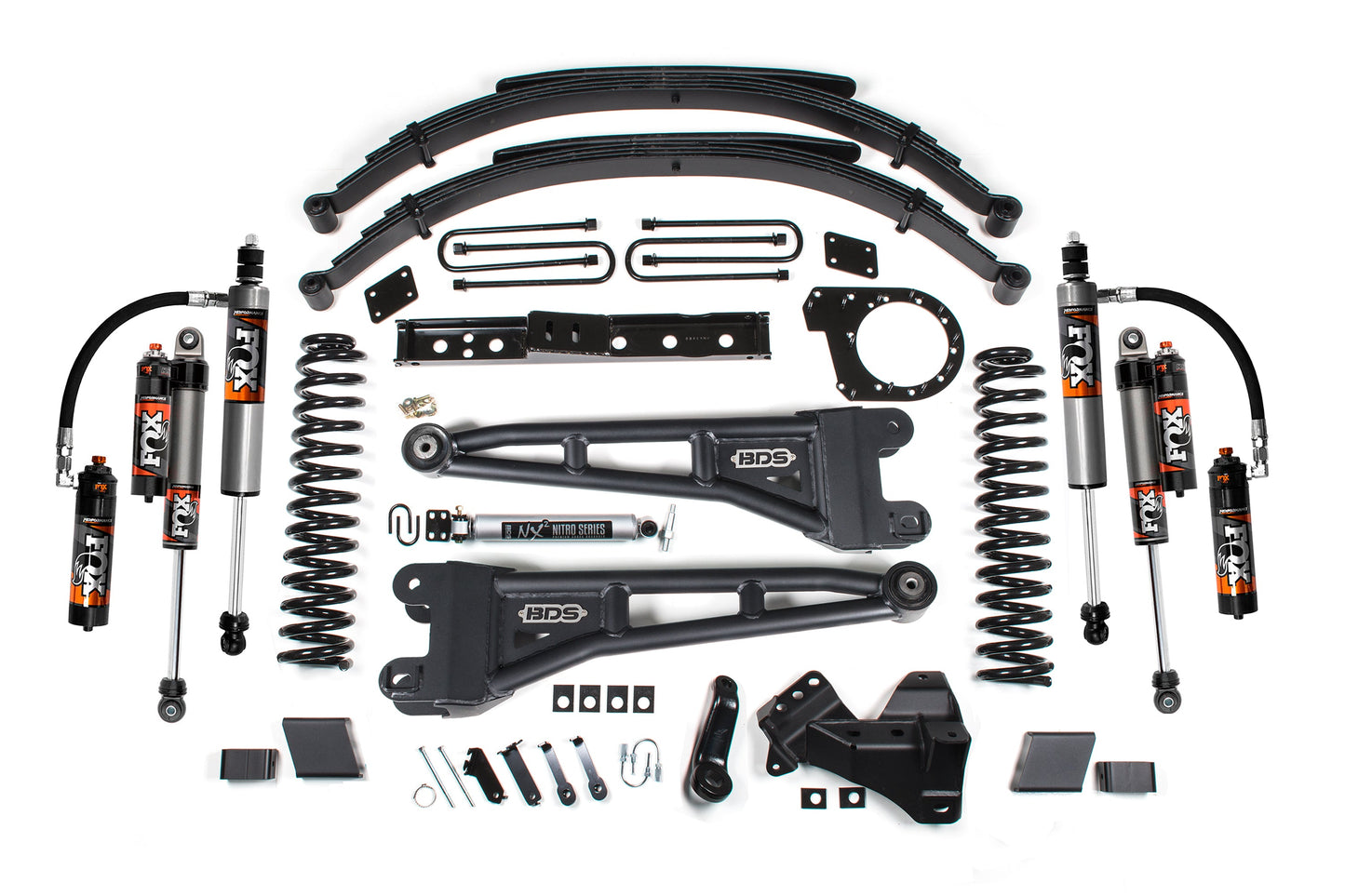 23-26 Ford F-250/F-350 SRW 4WD 7 Inch Radius Arm Lift Kit, 6 Inch Rear, Leaf Spring, Diesel - Fox 2.5 IFP Performance Series Front and Rear BDS Suspension