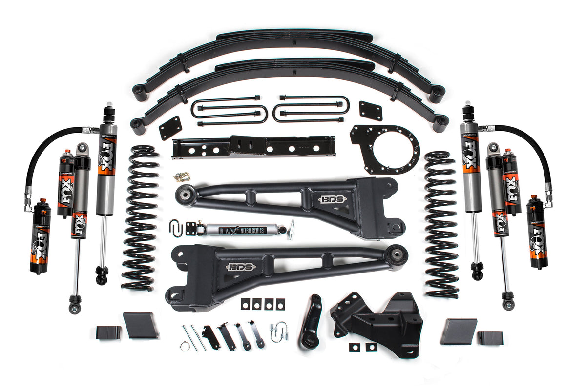23-26 Ford F-250/F-350 SRW 4WD 7 Inch Radius Arm Lift Kit, 6 Inch Rear, Leaf Spring, Diesel - Fox 2.5 IFP Performance Series Front and Rear BDS Suspension