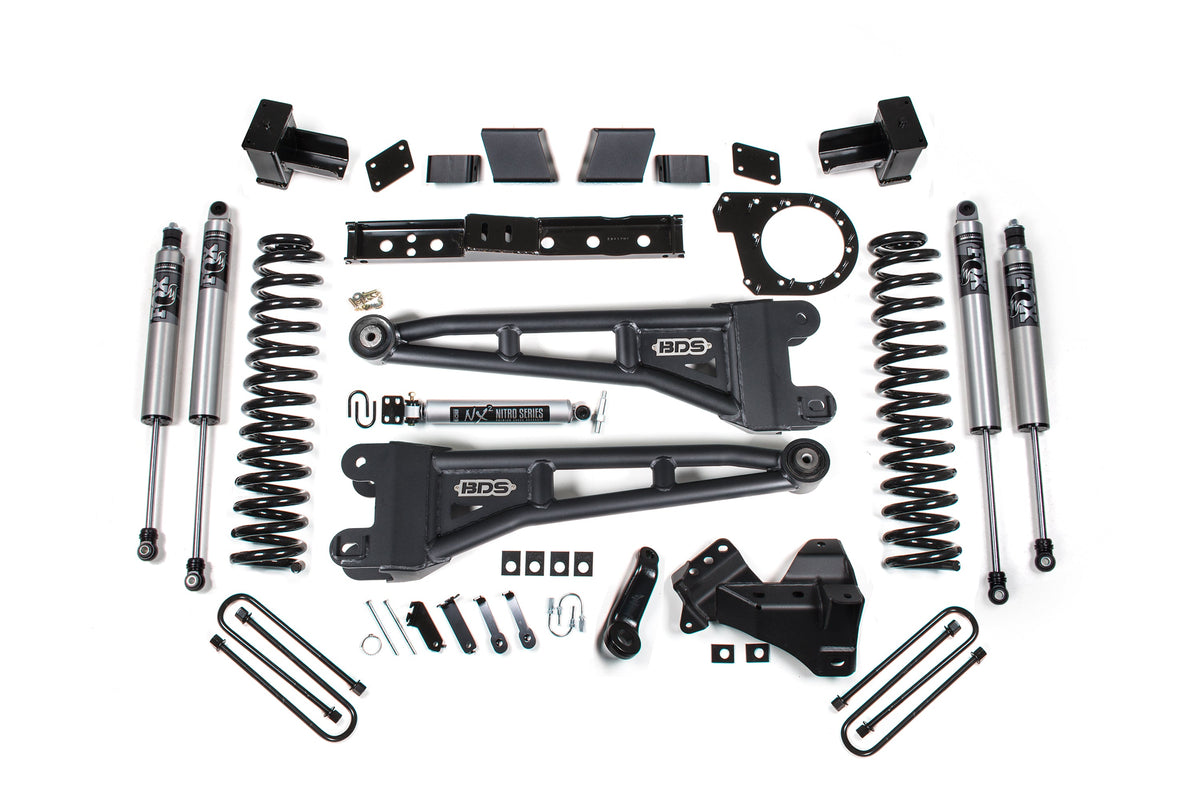 23-26 Ford F-350 DRW 4WD 7 Inch Radius Arm Lift Kit, 5 Inch Rear, Block, Diesel - Fox 2.5 IFP Performance Series Shocks Front and Rear BDS Suspension
