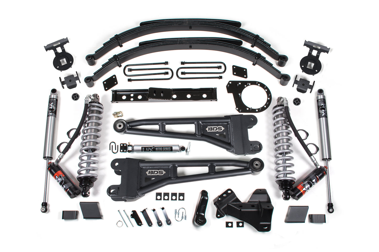 23-26 Ford F-350 DRW 4WD 5 Inch Radius Arm Lift Kit, 3 Inch Rear, Block, Diesel - Fox 2.0 IFP Performance Series Front and Rear Shocks BDS Suspension