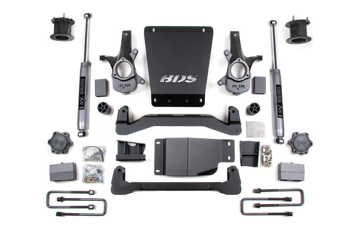 07-13 Chevrolet Silverado 1500 - GMC Sierra 1500 4WD 4.5 Inch Lift Kit, 4 Inch Rear Lift, Leaf Spring, Fox 2.0 IFP Performance Series Shocks BDS Suspension
