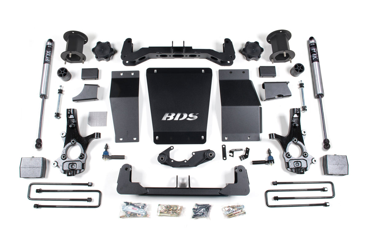 14-18 Chevrolet Silverado 1500 - GMC Sierra 1500 4WD 6.5 Inch Lift Kit (Cast Steel), 4 Inch Rear Lift, Block, Fox 2.0 IFP Performance Series Shocks BDS Suspension