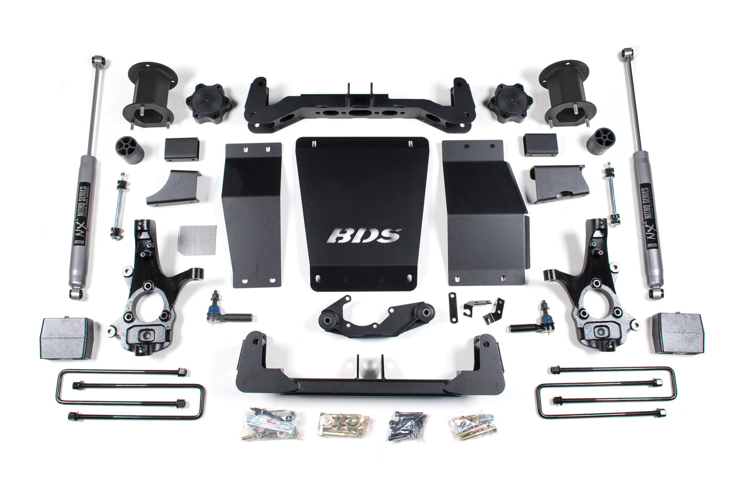14-18 Chevrolet Silverado 1500 - GMC Sierra 1500 4WD 6.5 Inch Lift Kit (Cast Steel), 4 Inch Rear Lift, Block, NX2 Nitro Series Shocks BDS Suspension