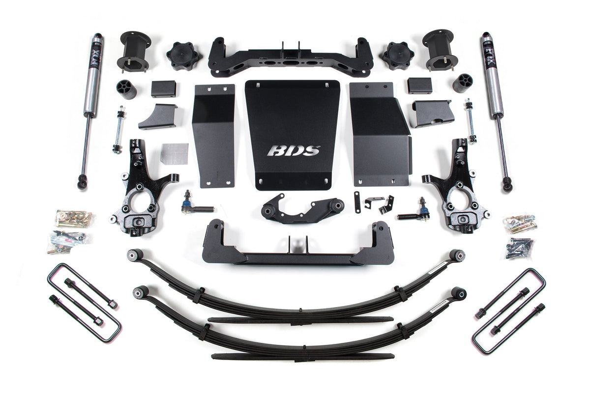 14-18 Chevrolet Silverado 1500 - GMC Sierra 1500 4WD 6.5 Inch Lift Kit (Cast Steel), 4 Inch Rear Lift, Leaf Springs, Fox 2.0 IFP Performance Series Shocks BDS Suspension